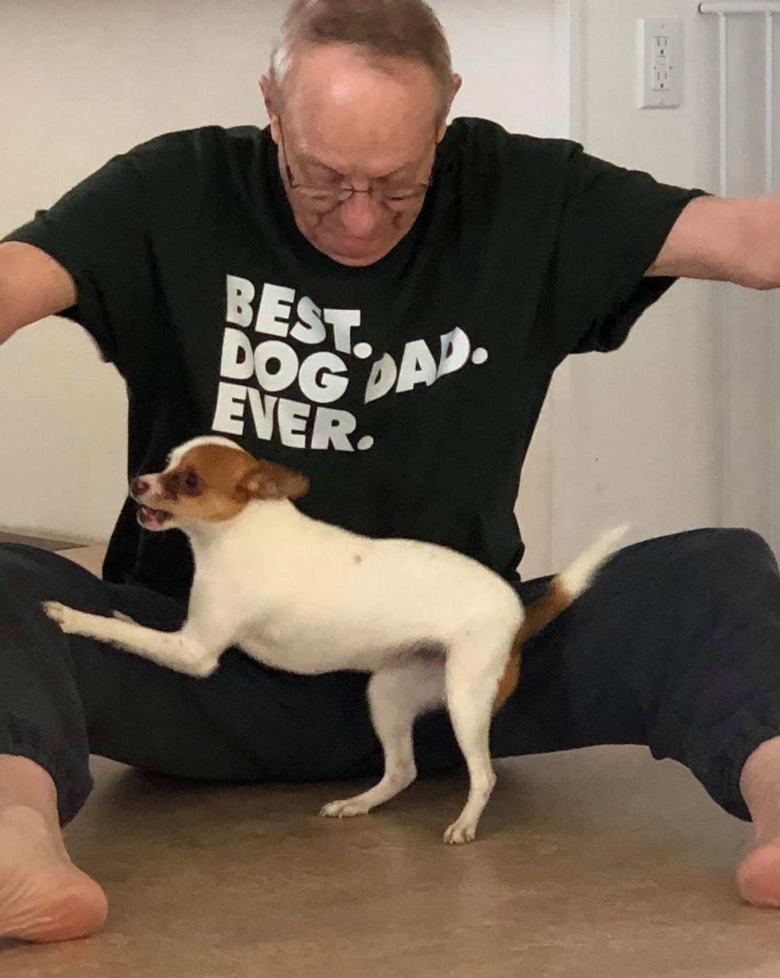 Dennis on the floor with Yvette