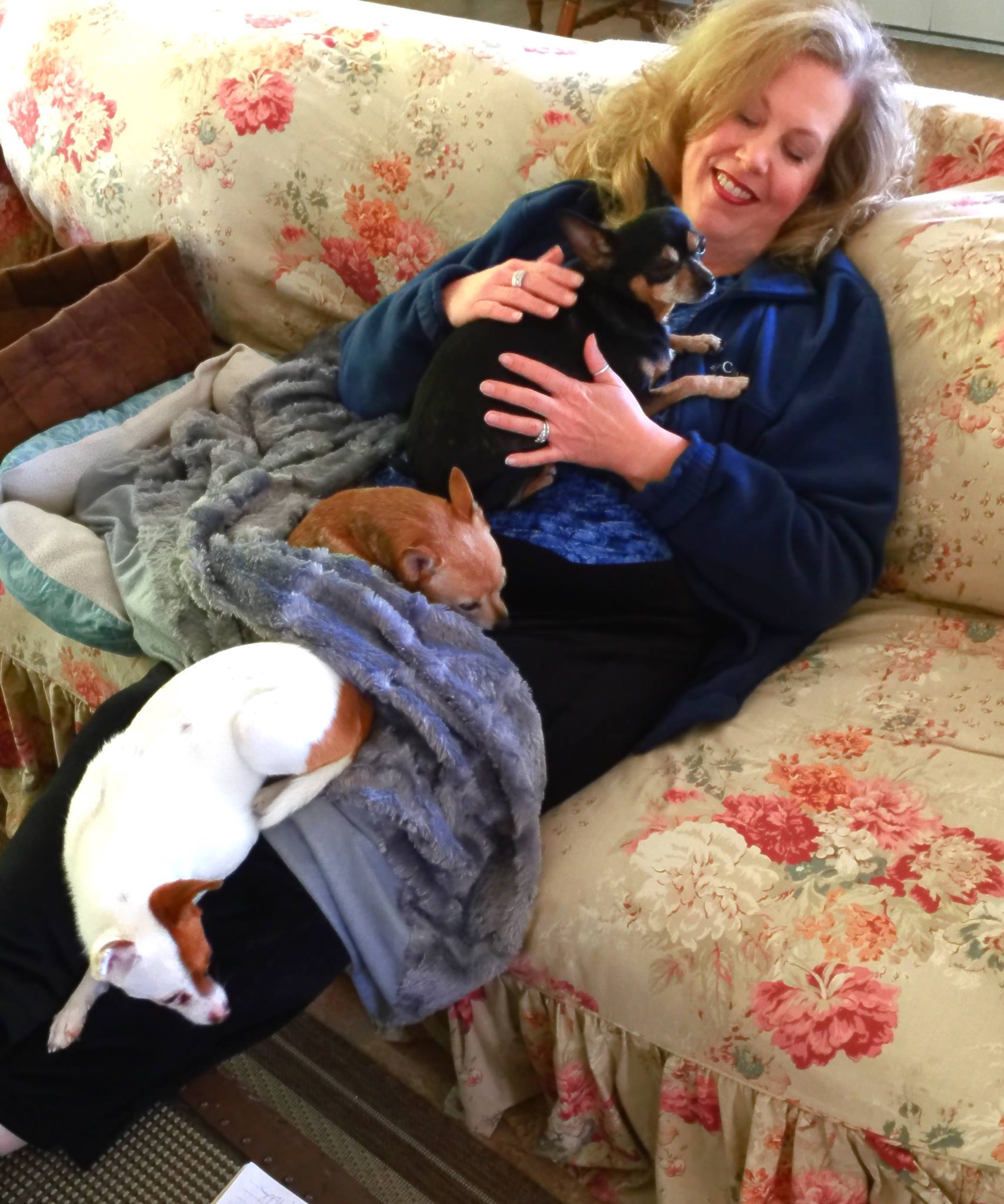 Shannon on the couch with her gems